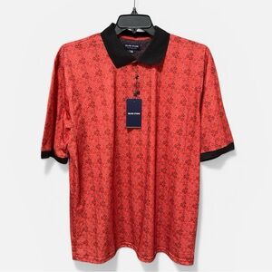New 3xl Silver Stone Polo Shirt Red Black Starburst Men's Golf Work